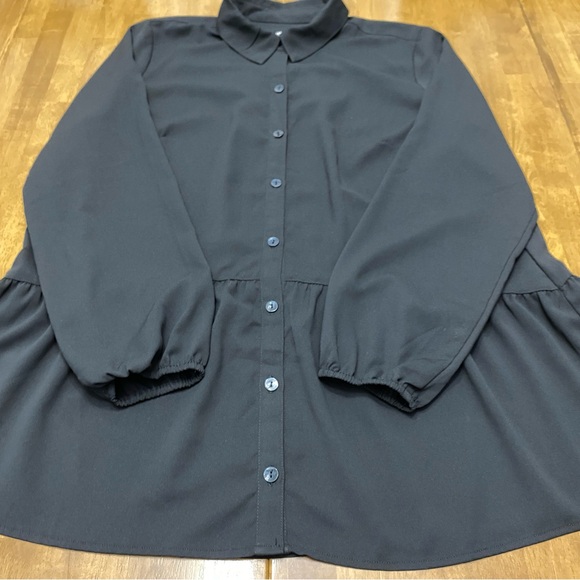 LOGO by Lori Goldstein top womens medium whimsigoth peasant peplum ruffle NWOT - Picture 4 of 10